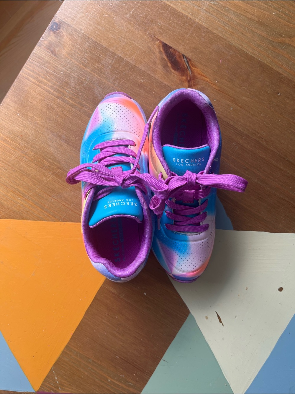 Skechers Kids Color-Shift Athletic Sneakers - Pink & Blue - Picture 2 of 5